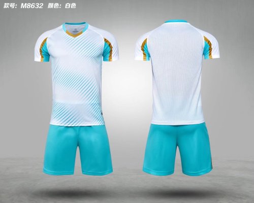 M8632 White Blank Soccer Training Jersey Shorts DIY Cutoms Uniform