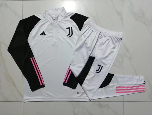 2023-2024 Juventus White/Black Soccer Training Sweater and White Pants