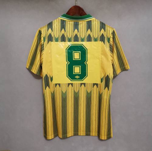 Retro Jersey 1991-1992 Celtic 8 Away Yellow Soccer Jersey