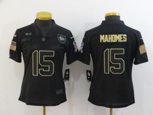 Women Chiefs 15 Patrick Mahomes Black 2020 Salute To Service Limited Jersey