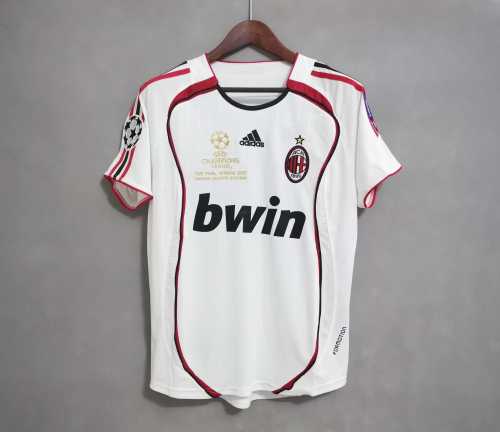 with UCL Patch Retro Jersey 2006-2007 AC Milan KAKA' 22 Champions League Away White Soccer Jersey