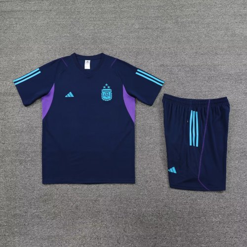 2023-2024 Argentina Dark Blue Soccer Training Jersey and Shorts