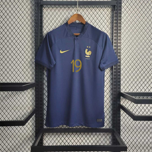 Fans Version 2022 World Cup France BENZEMA 19 Home Soccer Jersey