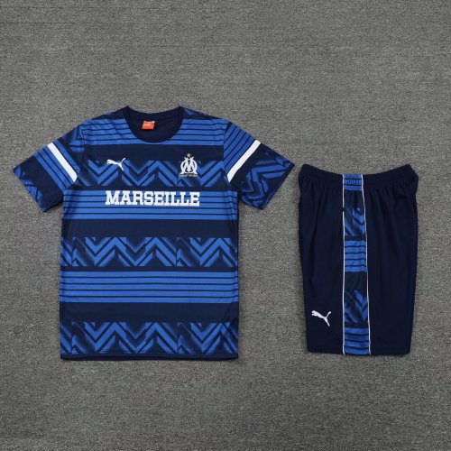 Adult Uniform 2022-2023 Marseille Blue Soccer Training Jersey Shorts