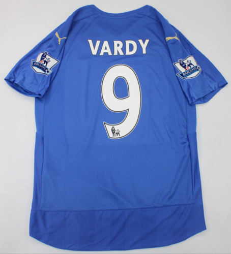 with EPL Patch Retro Jersey 2015-2016 Leicester City VARDY 9 Home Vintage Soccer Jersey