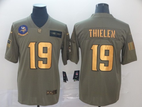 Minnesota Vikings 19 Adam Thielen 2019 Olive Gold Salute To Service Limited Jersey