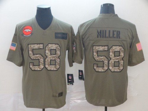 Denver Broncos 58 Von Miller 2019 Olive Camo Salute To Service Limited Jersey