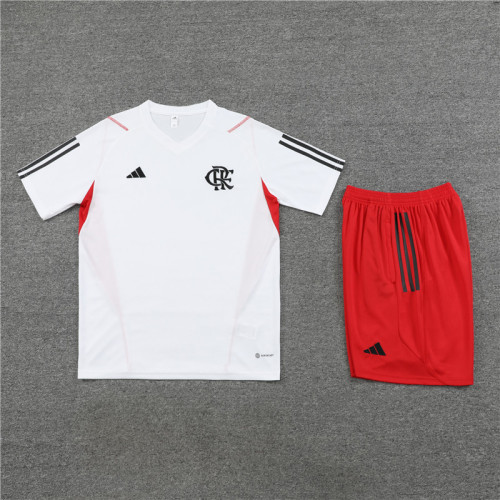 Adult Uniform 2023-2024 Flamengo White Soccer Training Jersey and Shorts