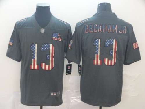Cleveland Browns 13 BECKHAM JR 2019 Black Salute To Service USA Flag Fashion Limited Jersey