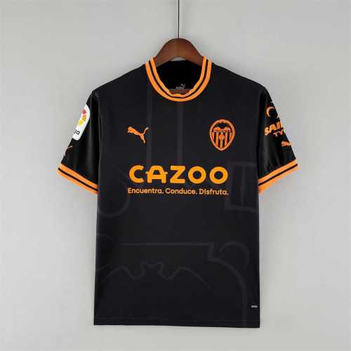 Fans Version 2022-2023 Valencia Away Black Soccer Jersey