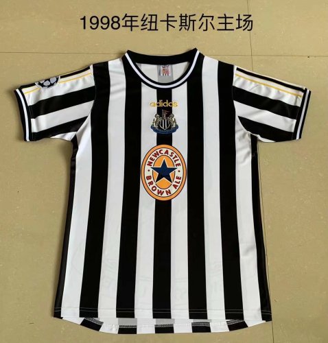 with UCL Patch Retro Jersey 1998 Newcastle United Home Soccer Jersey Vintage Football Shirt