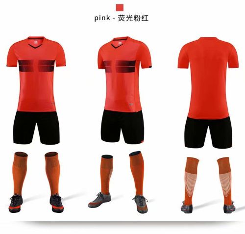 XBJKJW8823 Pink Soccer Tracking Suit  Adult Uniform Soccer Jersey Shorts