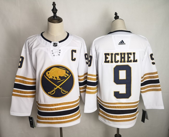 Buffalo Sabres 9 Jack Eichel White 50th anniversary NHL Hockey Jersey