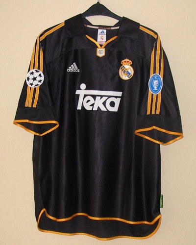with UCL Patch Retro Jersey Real Madrid 1998-1999 Away Black Soccer Jersey