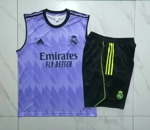 2023-2024 Real Marid Purple Soccer Training Vest and Shorts