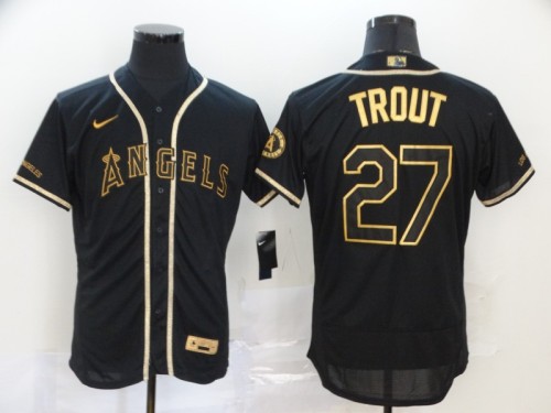 Retro Jersey Los Angeles Angels of Anaheim 27 TROUT Black/Gold MLB Jersey