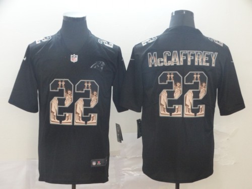 Carolina Panthers 22 McCAFFREY Black Statue of Liberty Limited Jersey