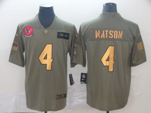 Houston Texans 4 Deshaun Watson 2019 Olive Gold Salute To Service Limited Jersey