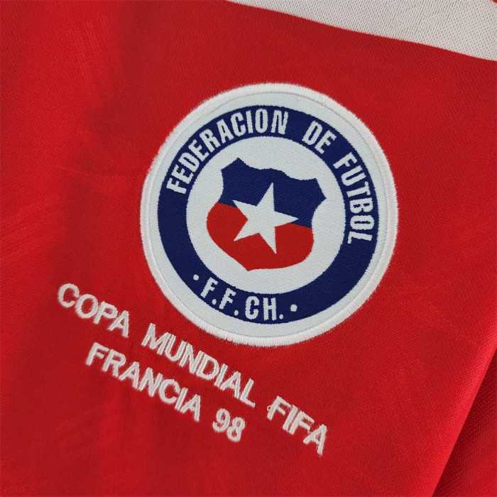 with Front Lettering Retro Jersey Long Sleeve 1998 Chile Home Soccer Jersey