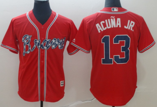 2019 Atlanta Braves # 13 ACUNA JR. Red  MLB Jersey
