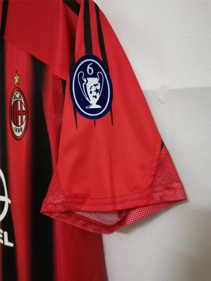with UCL Patch+Scudetto Patch Retro Jersey 2004-2005 AC Milan Home Soccer Jersey
