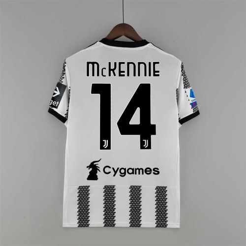 With Front Lettering Front Patch Serie A Patch Fans Version 2022-2023 Juventus McKENNIE 14 Home Soccer Jersey