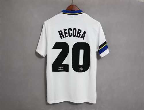 with Serie A Patch Retro Jersey 1997-1998 Inter Milan RECOBA 20 Away White Soccer Jersey