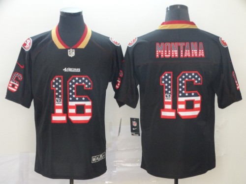 San Francisco 49ers #16 MONTANA Black Flag NFL Jersey