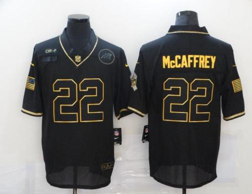 Panthers 22 Christian McCaffrey Black Gold 2020 Salute To Service Limited Jersey