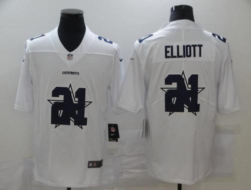 Cowboys 21 Ezekiel Elliott White Shadow Logo Limited Jersey