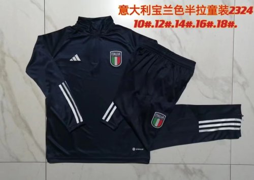 Youth 2023-2024 Italy Dark Blue 1/4 Zipper Sweater and Pants