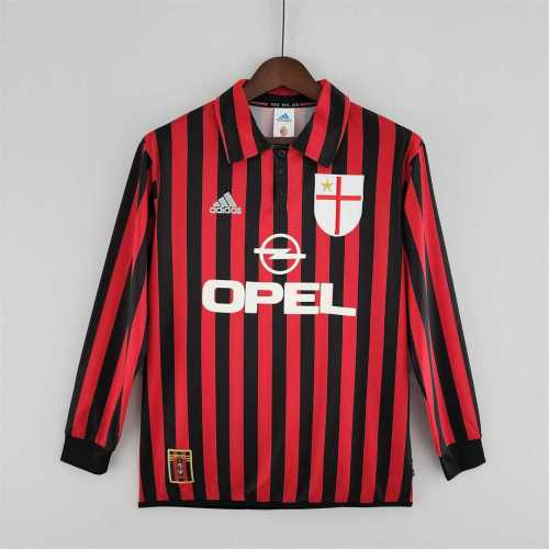 Retro Jersey Long Sleeve 1999-2000 Ac Milan Home Soccer Jersey