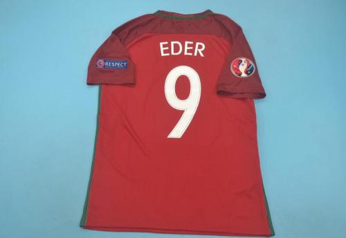 with Front Lettering Sleeve Patch Retro Jersey 2006 Portugal #9 EDER Home Soccer Jersey