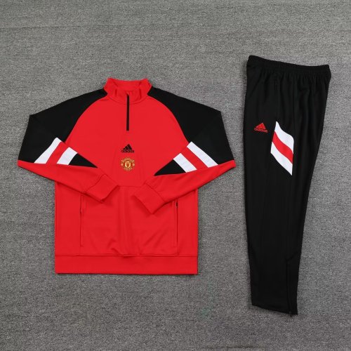 2023-2024 Manchester United Red/Black Soccer Training Sweater and Pants
