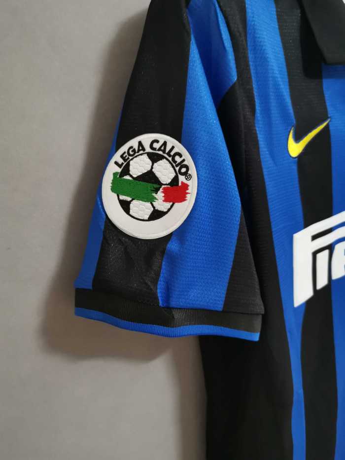 with Serie A Patch Retro Jersey 1998-1999 Inter Milan 1 8 ZAMORANO Home Soccer Jersey