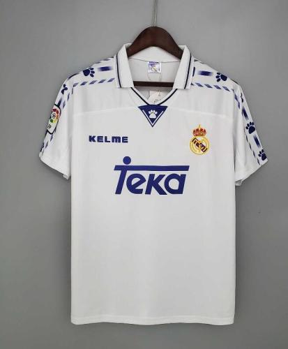 with LFP Patch Retro Jersey 1996-1997 Real Madrid Home White Soccer Jersey Vintage Football Shirt