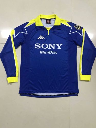 Long Sleeve Retro Jersey Juventus 1997-1998 Away Blue Vintage Soccer Jersey