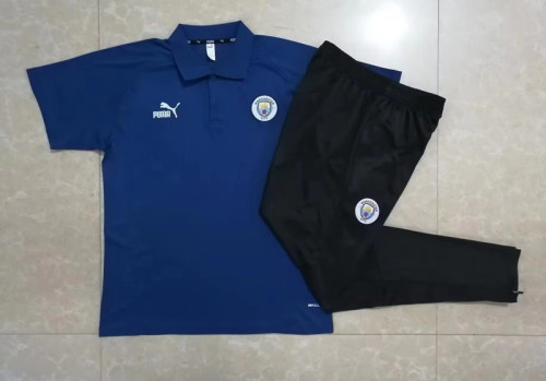 2023-2024 Manchester City Blue Soccer Polo and Pants