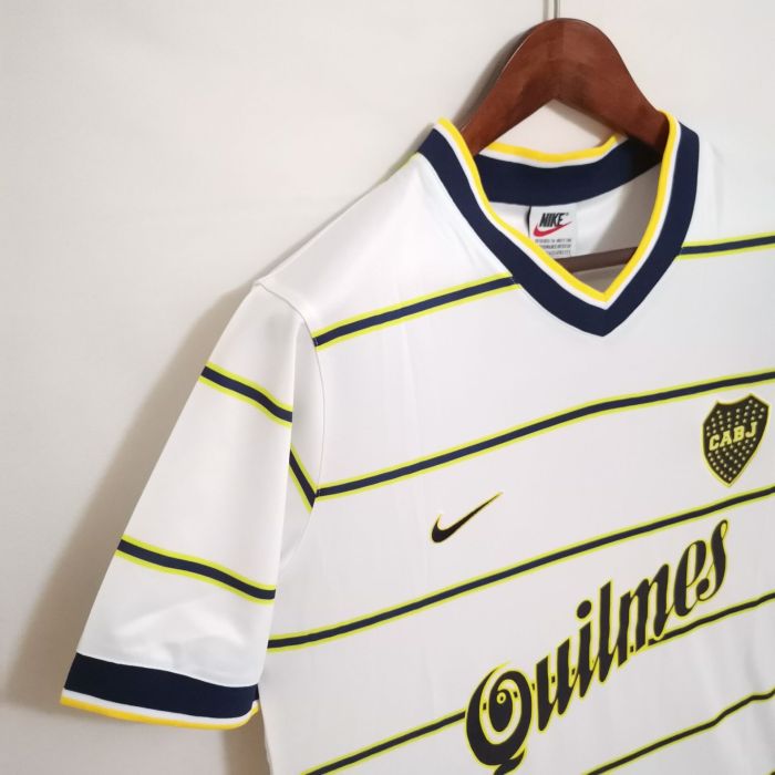 Retro Jersey 1999 Boca Juniors Away White Soccer Jersey Boca Vintage Football Shirt