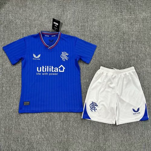 Youth Uniform Kids Kit 2023-2024 Rangers Home Soccer Jersey Shorts