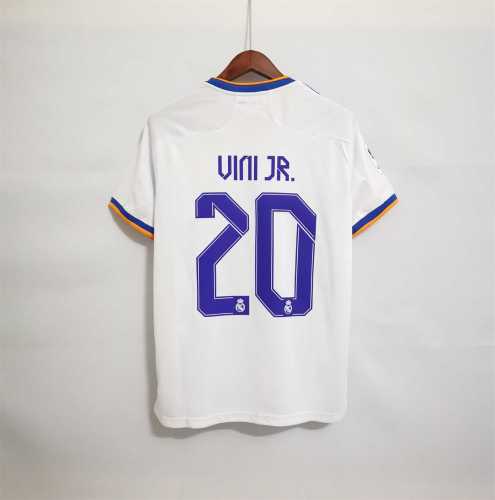 with LFP Patch Fans Version 2021-2022 Real Madrid VINI JR. 20 Home Soccer Jersey