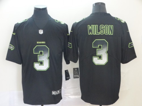Seattle Seahawks #3 WILSON Black/Green NFL Jersey