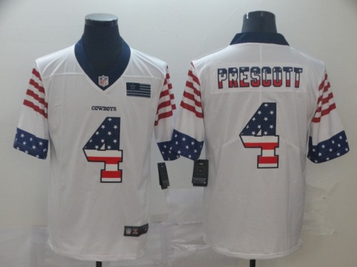 Dallas Cowboys 4 PRESCOTT White USA Flag Fashion Limited Jersey