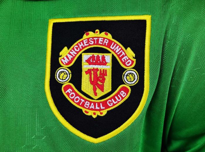 Retro Jersey Long Sleeve 1992-1994 Manchester United Away Yellow/Green Soccer Jersey