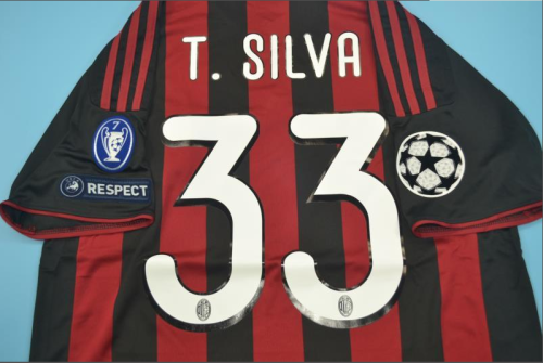 with UCL Patch Retro Jersey 2009-2010 Ac Milan T.SILVA 33 Home Soccer Jersey