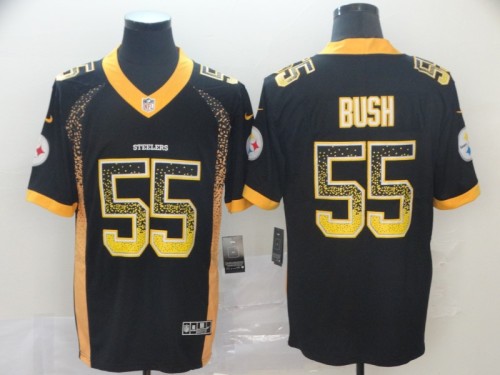 Pittsburgh Steelers #55 BUSH Black/Yellow NFL Jersey