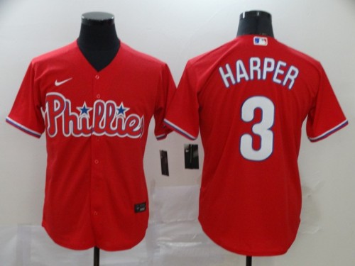 Philadelphia Phillies 3 HARPER Red 2020 Cool Base Jersey