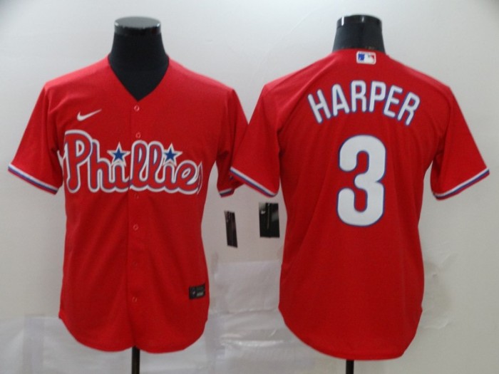Philadelphia Phillies 3 HARPER Red 2020 Cool Base Jersey