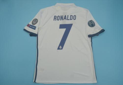 with UCL Patch Retro Jersey 2016-2017 Real Madrid 7 RONALDO Home Soccer Jersey