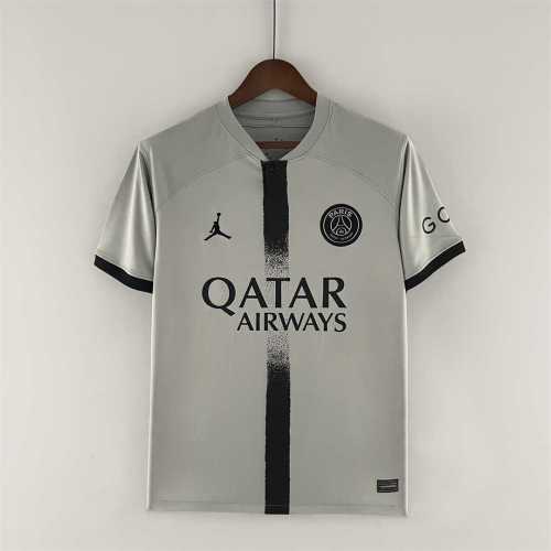 with GOAT Sponor Logo Fans Version 2022-2023 PSG Away Grey Soccer Jersey